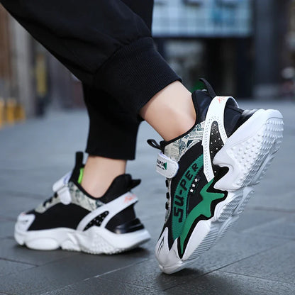 Sport Kids Sneakers Boys Casual Shoes For 5-16Years Old Children Tennis Leather Non Slip Fashion Running Shoes