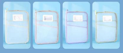1 Pcs A4 Transparent File Subject Classification Thickened 5 Colors Mesh Simple Hand Storage Bag