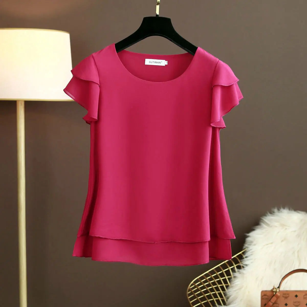 Fashion Brand Summer Oversized Loose and Thin Casual Blouse Top Short Sleeve Chiffon Top White Blouse Green Women’s Tops M-6XL