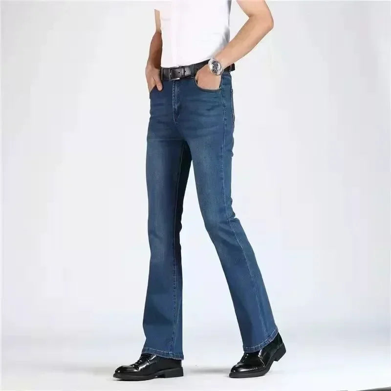 New Spring Autumn New American Street Men's Denim Flare Pants Wide Leg Jeans Loose Casual Pants for Men Vintage Washed Versatile