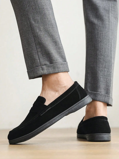 Business Commute Slip On Men's Loafers Preppy Breathable Suede Casual Shoes Outdoor Flats Non Slip Daily Walking Driving Shoes