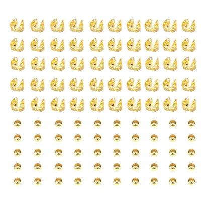 100pcs/lot Stainless Steel Gold Color Connector Clasp Crimp End Beads Findings Kit DIY Bracelet Necklace Jewelry Making Supplies
