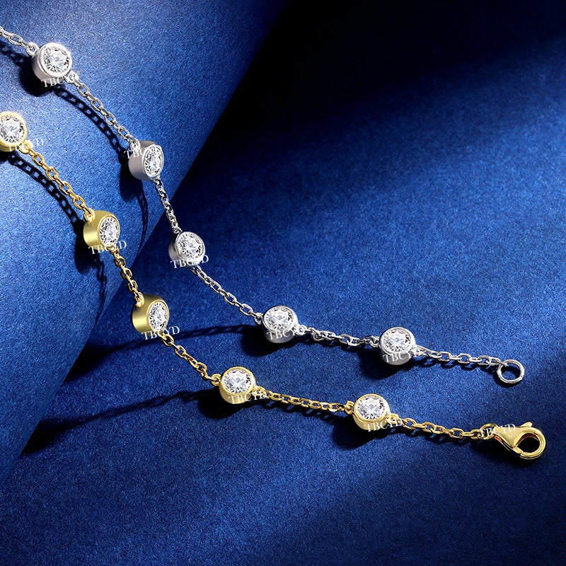 4MM 2.4cttw Black Moissanite Bracelet For Women GRA Certified S925 Silver Round Bubbles Diamond Bezel Tennis Chain Jewelry