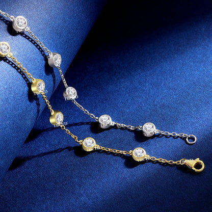 4MM 2.4cttw Black Moissanite Bracelet For Women GRA Certified S925 Silver Round Bubbles Diamond Bezel Tennis Chain Jewelry