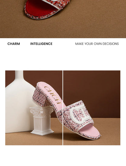 Slippers New summer Brand Fabric Low Heel Sandals Outdoor Business Commuter Women's Shoes 2024