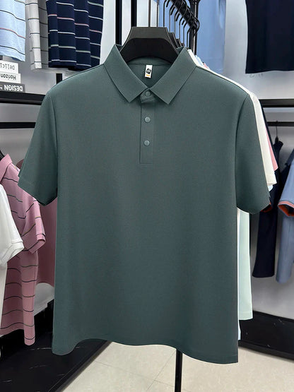 2025 Men's Sporty Polo Waffle Shirt | Moisture-Wicking Golf Tennis Top Sizes S-5XL, Snap Buttons, 7A Antibacterial High Quality