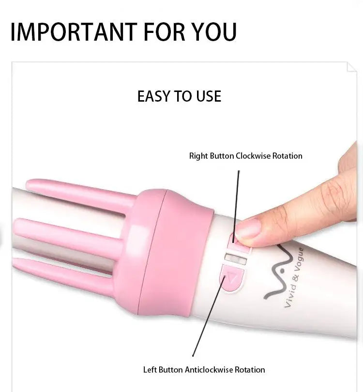 28mm magic curler set pink automatic curler lazy curler with free hair clip comb (VAV-022B authentic)