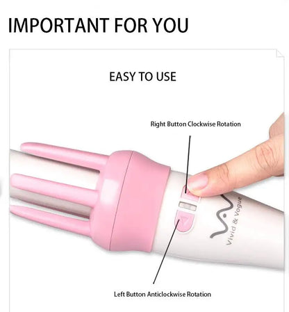 28mm magic curler set pink automatic curler lazy curler with free hair clip comb (VAV-022B authentic)