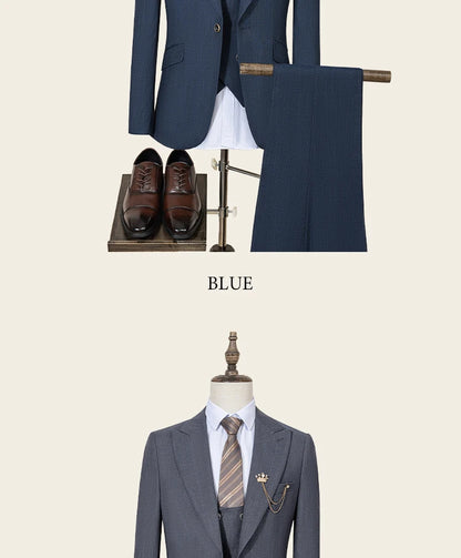 High-end Brand Formal Business Men's Suits Single Breasted Solid Color Slim Fit Suit wedding three-piece