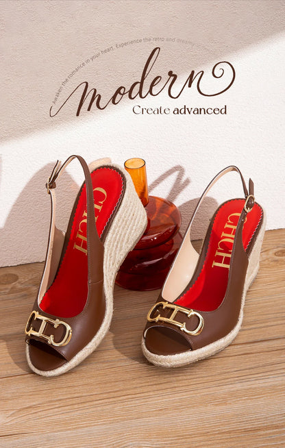 Women's Sandals Summer New Wedge Fish Mouth High Heel Open Toe Platform Summer Formal Shoes 8.5cm