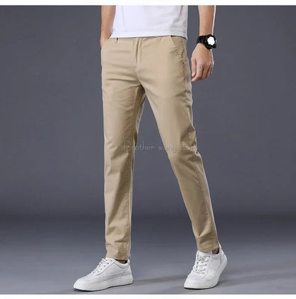 7 Colors Summer Thin Men's Casual Pants Stretch Cotton Slim Fashion Business Trousers High Quality Male Clothes
