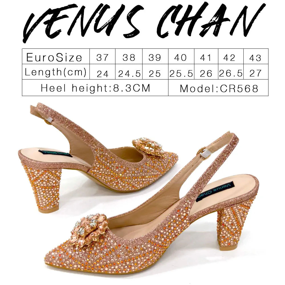 Sandals Fashion Italian Shoe and Bag Set for Party In Women Nigerian Women Wedding Shoes and Bag Set Decorated with Rhinestone