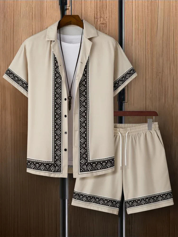 Conjunto de Camisa Masculina de Verão Impresso em 3D e Conjunto de Shorts Masculino e Feminino Moda Casual Fresco Simples Colarinho Havaiano