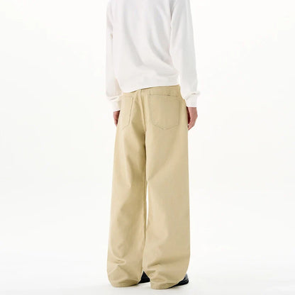 Men Baggy Wide Leg Jeans 100%Cotton Spring Casual Denim Pants Loose Straight Comfort Breathable Fashion Streetwear Male Trousers