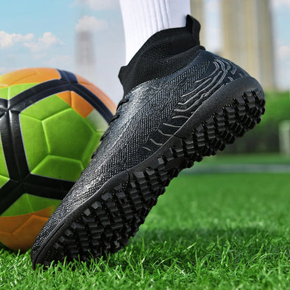 Men & Women TF Stud Football Boots, Anti-slip, Leather Material, Suitable for Student & Adult Training, Artificial & Natural Gra