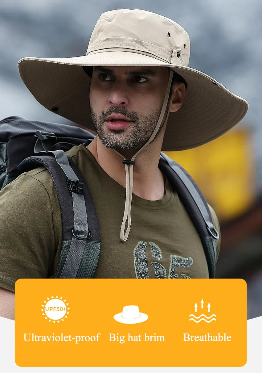 Bucket Hat Cowboy Men Outdoor Fishing Hiking Beach Hats Mesh Breathable