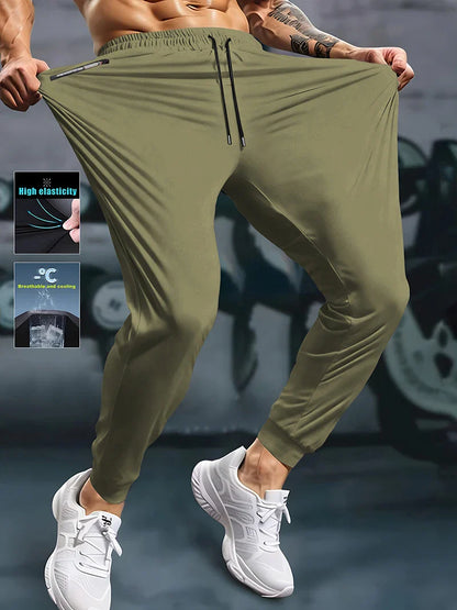 Men's Athletic Stretchy Quick Dry Pants with Zipper Pockets Lightweight Sweatpants for Outdoor Hiking Fishing Running Workout