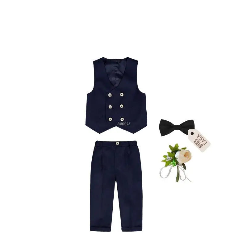 Flower Boys Wedding Suit Children Photography Dress Kids Stage Performance Formal Blazer Suit Baby Birthday Ceremony Costume