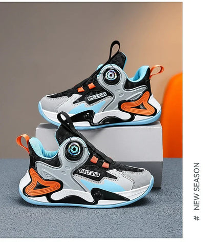 Children Basketball Shoes Swivel Button Boys Fashion Sneakers Girls School Sport Shoes Kids Casual Trainers Outdoor Shoes