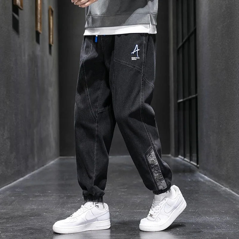 Spring and Autumn New Classic American Retro Loose Tight Leg Pants for Men's Casual Sports Large Size High Quality Jeans