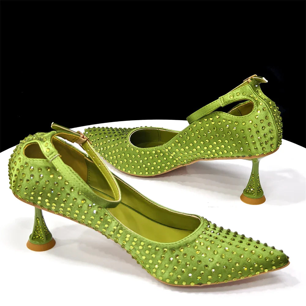 Women's Heels and Bag Set – Elegant Rhinestone Designer Shoes for Weddings & Special Occasions