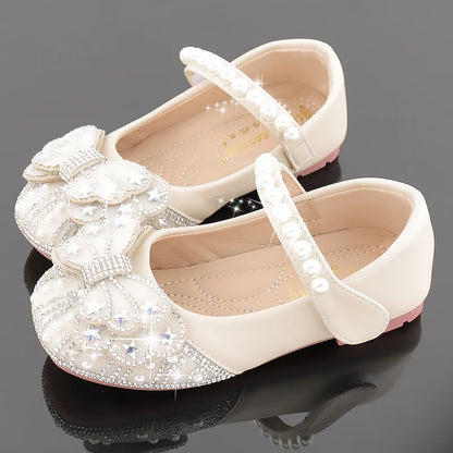 2026  Princess Crystal Shoes New Girls Single Shoes Frozen Rhinestones Shoes Performance Party Shoes