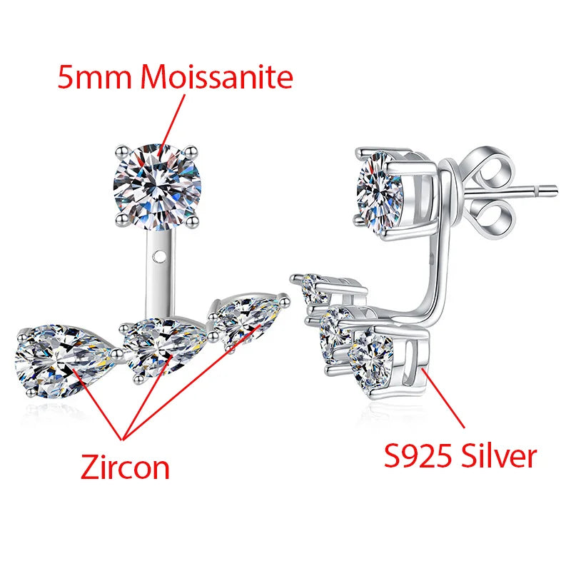 5mm Moissanite Earrings 100% 925 Sterling Silver adjustable Earrings For Women Party Fine Jewelry wholesale