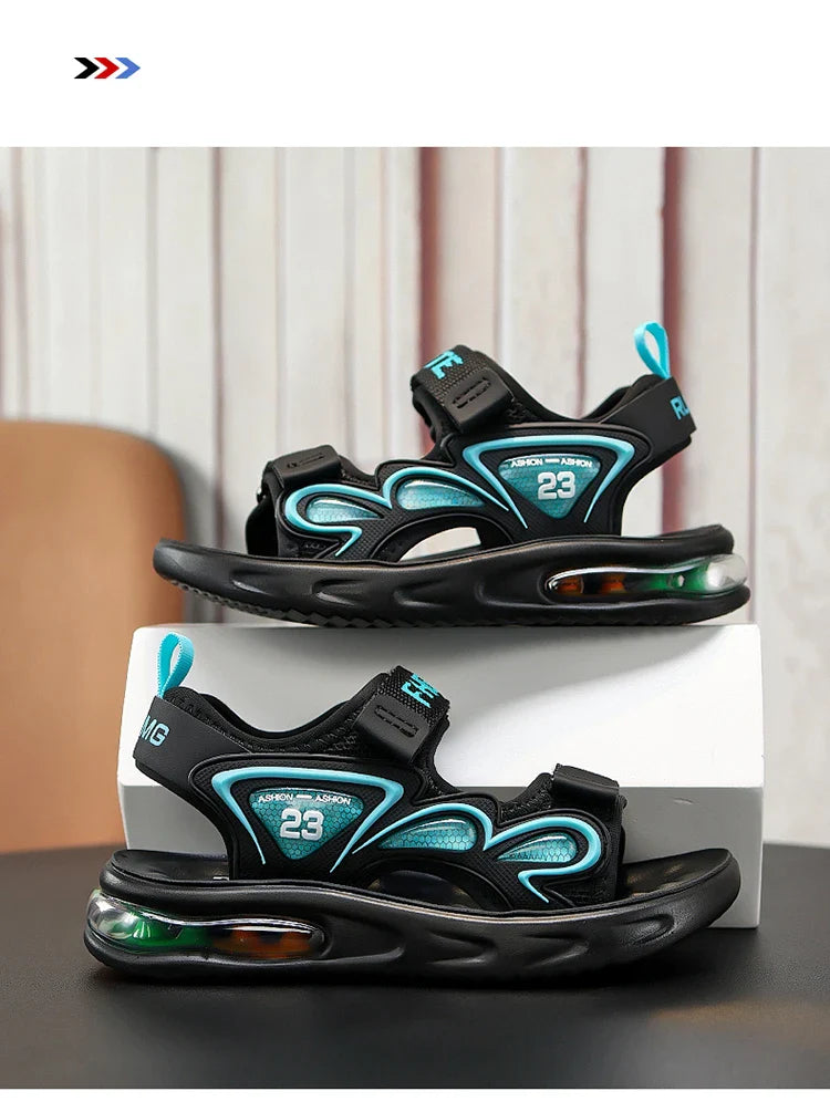 Summer Children's Sandals Outdoor Water Beach Breathable Speed Drying Shoes Boys Open Toe PU Air Cushion Sandals 28-39
