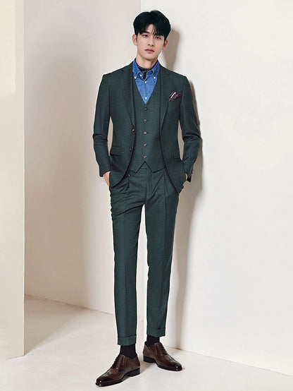 Men's Dark Green Suit Business Casual Wedding Suit Blazer & Pant Set Groom Tuxedo Alternative for Professional Office & Ceremony
