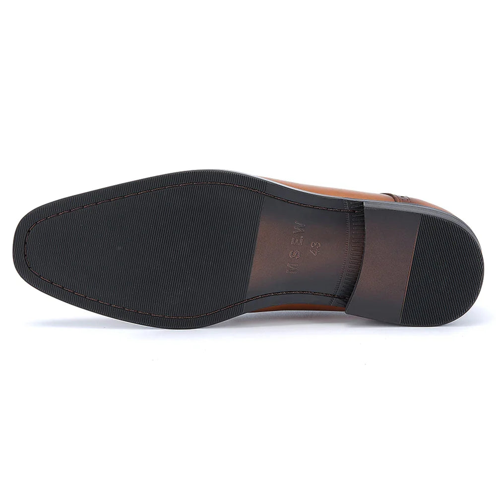 Men's First Layer Cowhide Leather Three-Joint Formal Business Dress Shoes for Office And Meeting