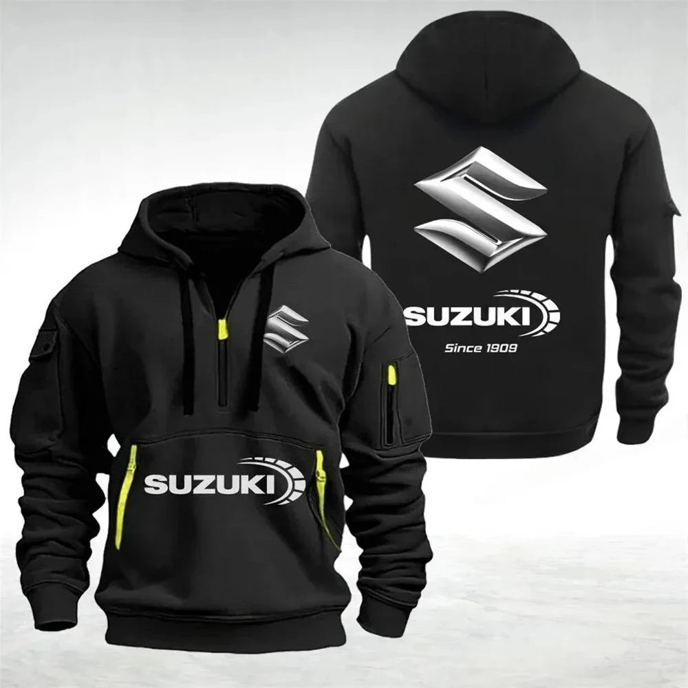 Men sweatshirts, hoodies, half-pocket autumn and winter outdoor sports jackets, racing and motorcycle men's and women's wear