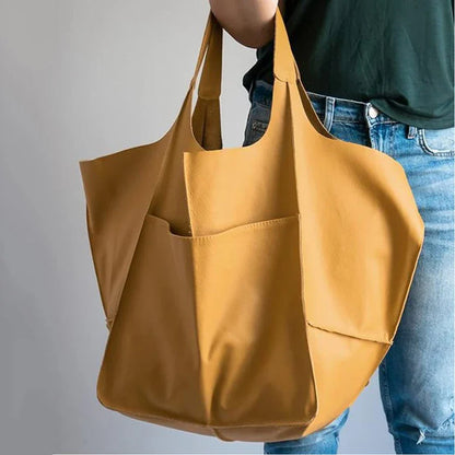 Fashionable and minimalist large bag with soft leather and large capacity shopping bag for women, one shoulder hand-held large b