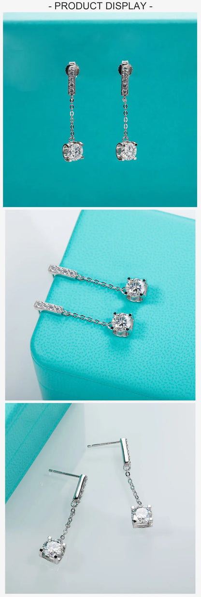 1 Carat D Color Moissanite Diamond Classic Earrings 18K White Gold Plated Charm Earrings For Women Jewelry Wholesale