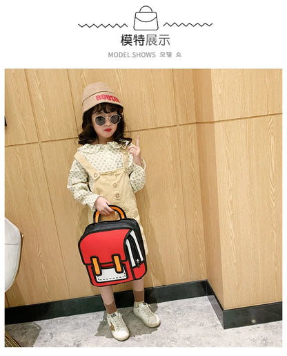 Two Dimensional 3d Multi-Functional Backpack Schoolbag Children 3-6 Grade Primary School Students
