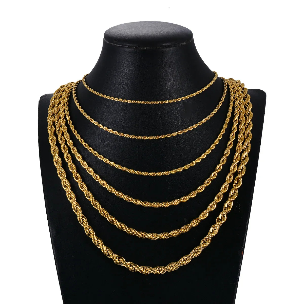 1 piece Gold Color Width 2mm/2.5mm/3mm/4mm/5mm/6mm Rope Chain Necklace/Bracelet For Men Women Stainless Steel Chain Necklace