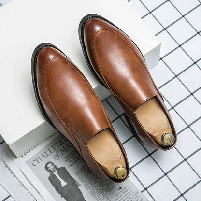 Women Casual Leather Shoes Large Size Men Business Shoes New Slip on Square Toe Loafers Hand Polished Leather Casual Shoes