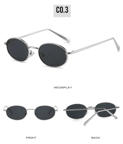 Retro Small Oval Metal Frame Women Sunglasses UV400 Men Punk Sun Glasses