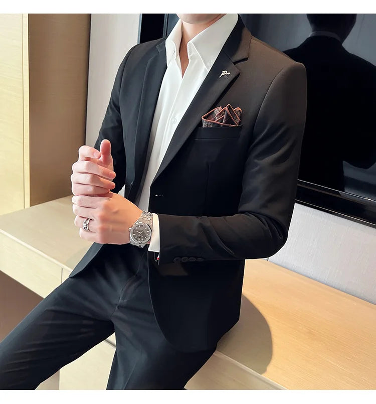 Terno Masculino Casual de Escritório Noivo Casamento Blazer Calça Social