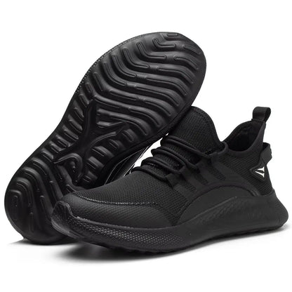 Men's Safety Shoes Anti- Crush Steel Toe Puncture Resistant Kevlar Lightweight Breathable Upper Slip-On Work Shoes