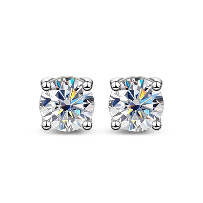 0.5/1/2 CT Real D VVS1 White Black Green Moissanite 100% 925 Sterling Silver Stud Earrings Sparking Fine Jewelry For Women