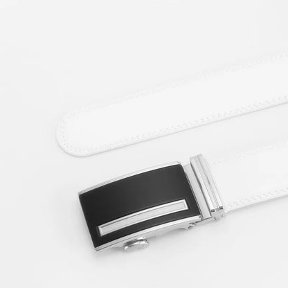 3.5cm White Color Click Belt for Men Unisex Genuine Leather Waist Straps for Jeans Automatic buckle Belts