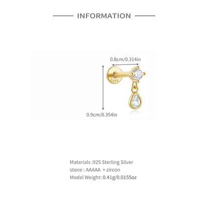 925 Sterling Silver Star/Flower/Pearl Zircon Dangle Earrings For Women 1pc Simple Earrings For Women Girl Wedding Gift
