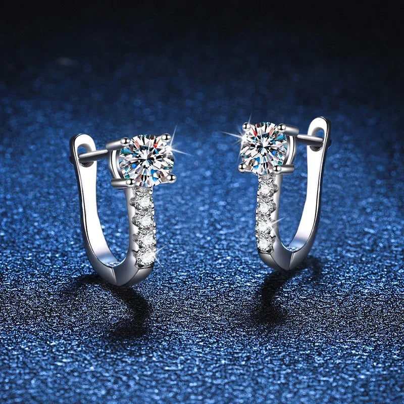 0.5 Carat Moissanite Earrings For Women 925 Sterling Silver Ear Stud Hoops Sparkling Diamond Earring Wedding Fine Jewelry