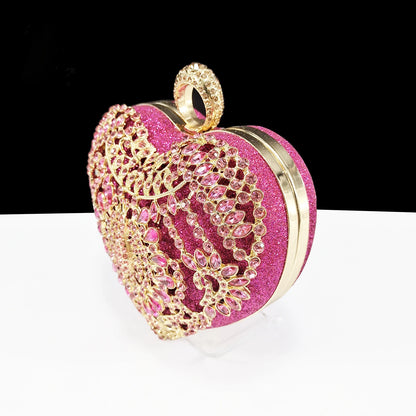 Fashion Design Heart Shape Three-Dimensional Hard Bag and Sexy Stiletto Shoes Shiny Rhinestones