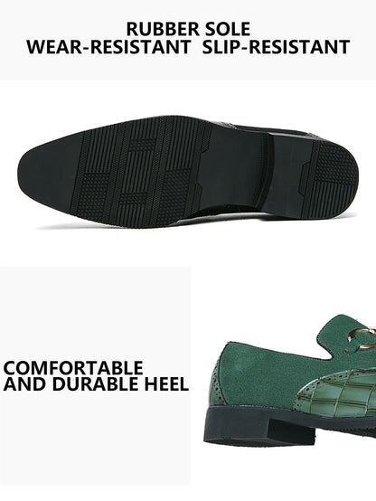 Men's Formal Leather Shoes British Style Slip On Loafers Pointed Toe Breathable Non-Slip Business Elegant Dress Wedding Office