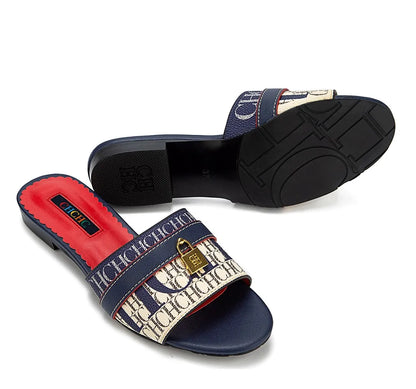 High Quality Metal Lock Monogram Print Women's Low Heeled Slippers Delicate and Versatile Women's Fashion Slippers