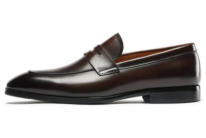 Mens Penny Loafers Elegant Wedding Party Full Grain Leather Casual Dress Shoes Brown Black Business Formal Shoes Moccasins