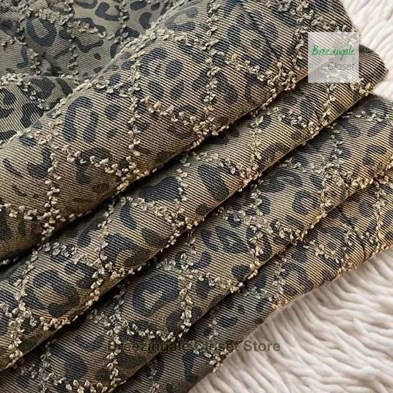 American high street leopard jeans women spring and summer new niche fashion design retro casual slim straight wide-leg pants.