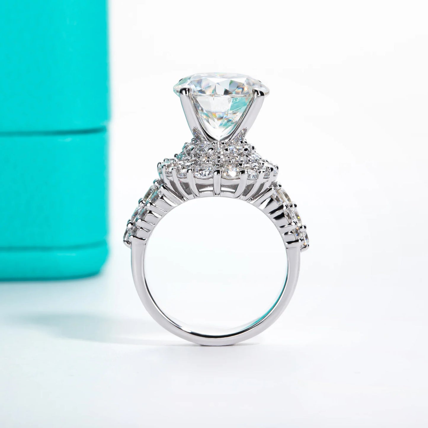 4.92cttw D Color Moissanite Halo Engagement Ring 18K Gold Plated Luxury Wedding Band Rings For Women Jewelry Wholesale