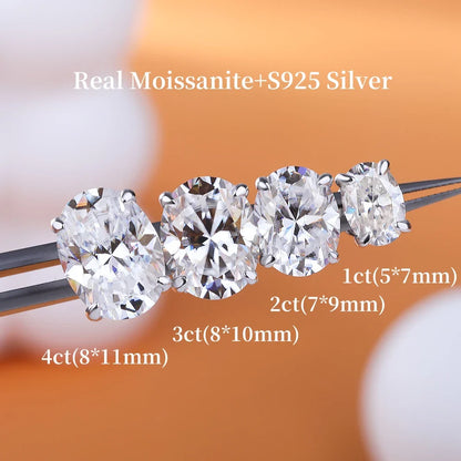 1-4CT Oval Moissanite Stud Earrings S925 Silver Sparkling Diamond Ear Studs For Women Men Wedding 18K Plated Jewelry GRA